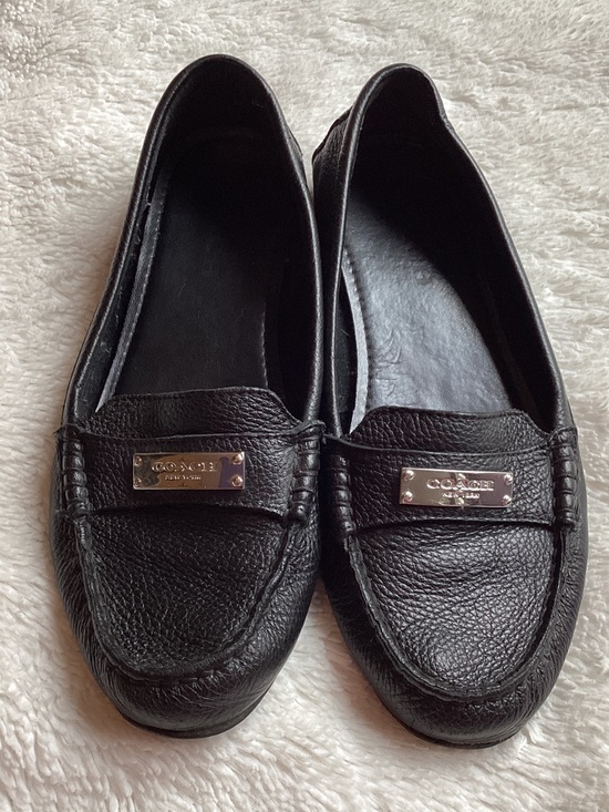 Coach Shoes - Coach, black leather loafers women’s driving moccasin flat size 7 1/2